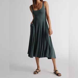Quince Womens Green Fit and Flare Dress size medium.
